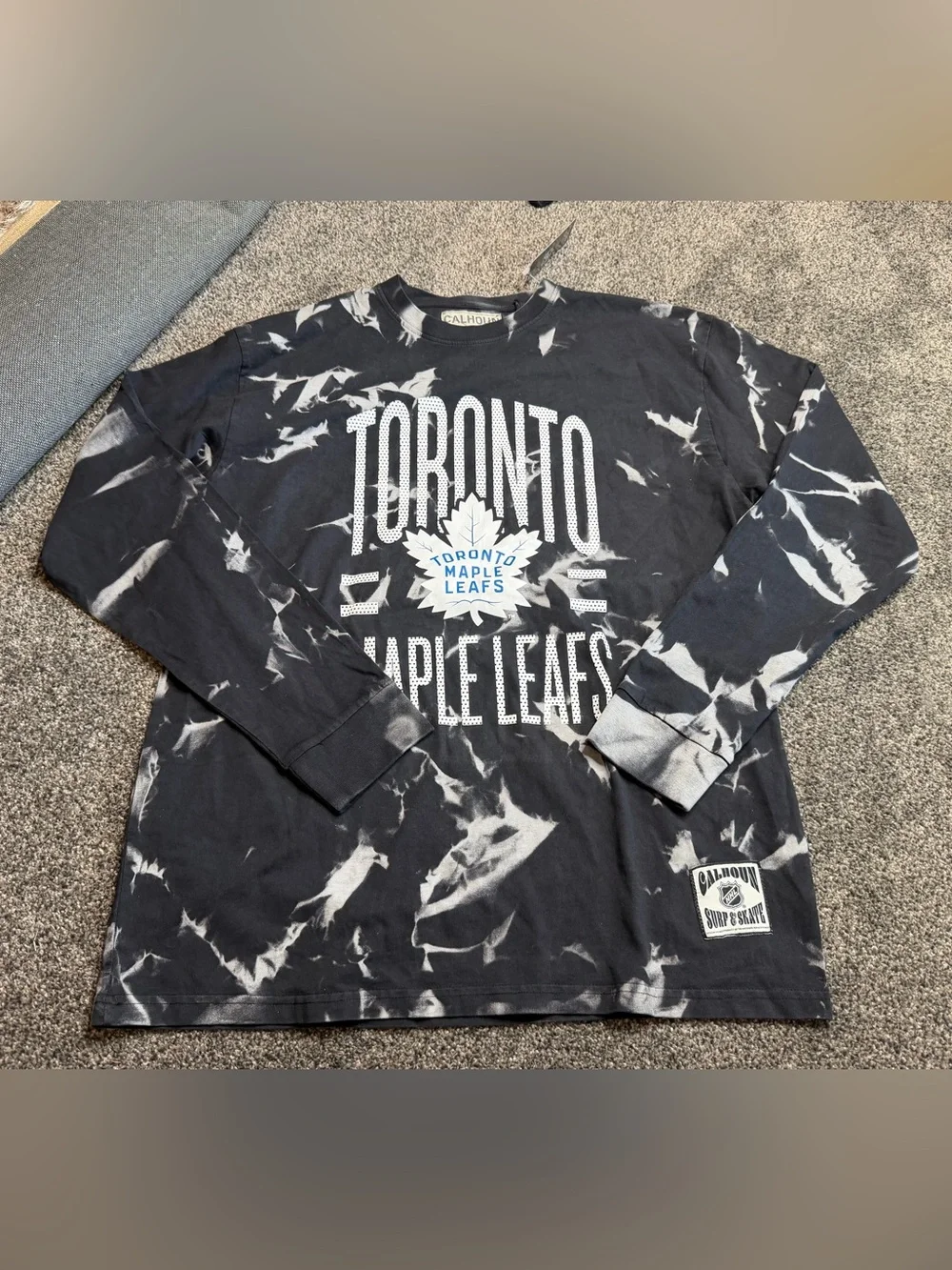 NWT Calhoun Toronto Maple Leafs Tie Dye Long Sleeve NHL Hockey Graphic Tee XL - Picture 2 of 9
